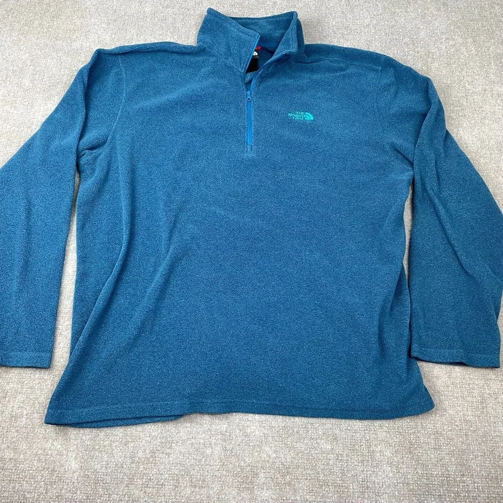 The North Face Polartec Classic Fleece Jacket Men's XL Blue Quarter Zip Pullover